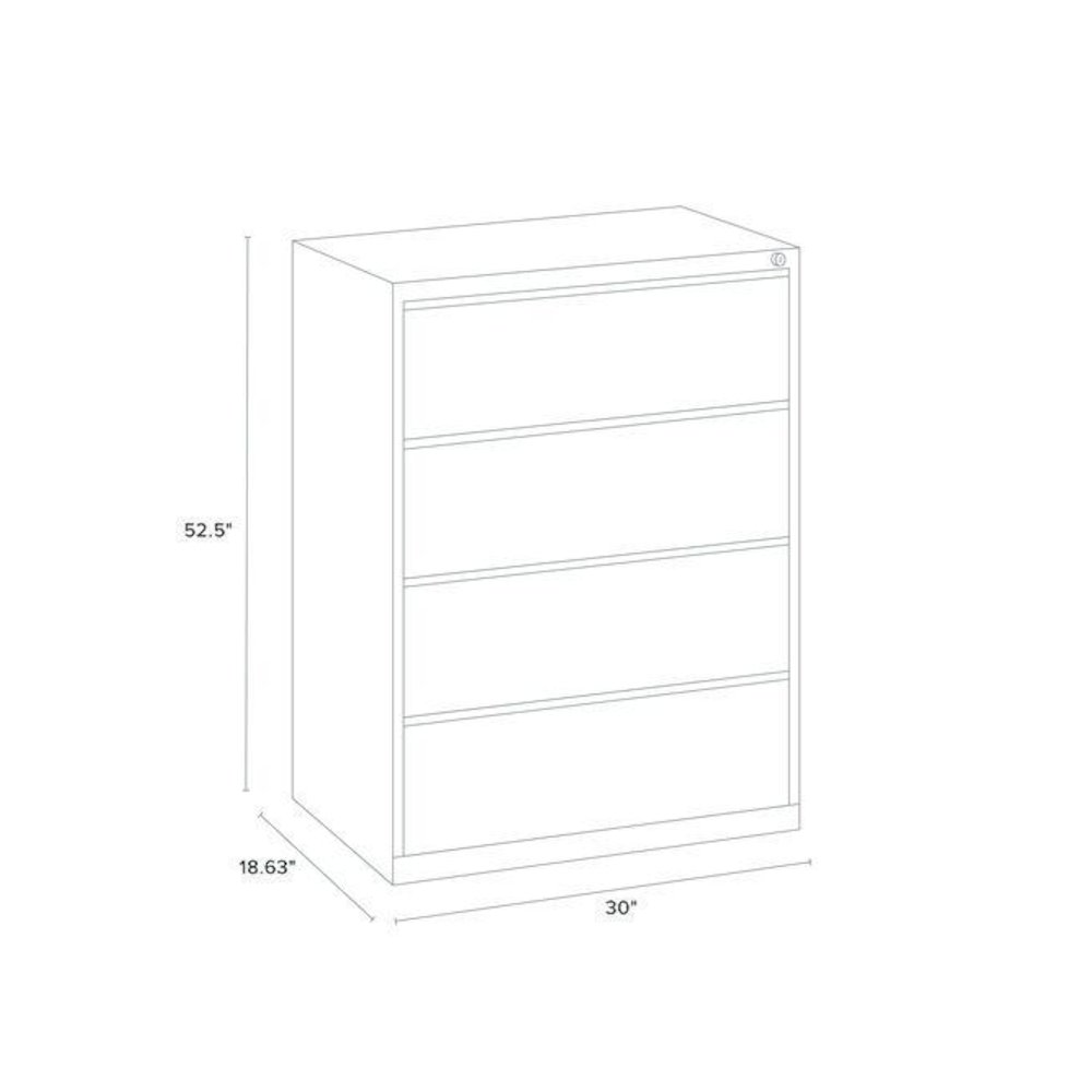 Lateral File, 4 Legal/Letter-Size File Drawers, Light Gray, 30" x 18.62" x 52.5". Picture 6
