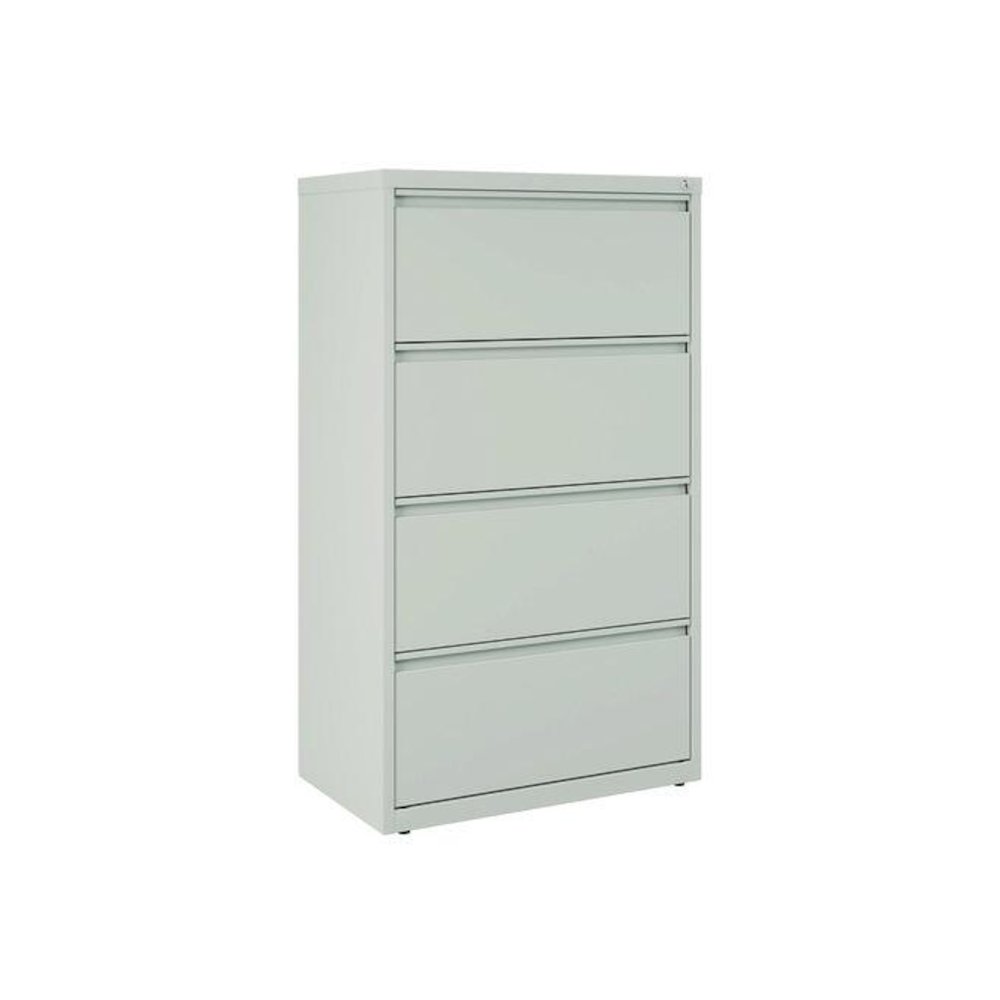 Lateral File, 4 Legal/Letter-Size File Drawers, Light Gray, 30" x 18.62" x 52.5". Picture 1