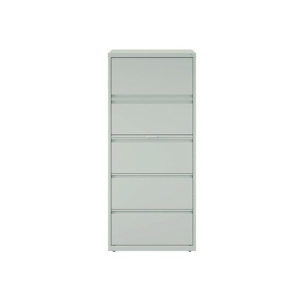 Lateral File, 5 Legal/Letter-Size File Drawers, Light Gray, 30" x 18.62" x 67.62". Picture 2