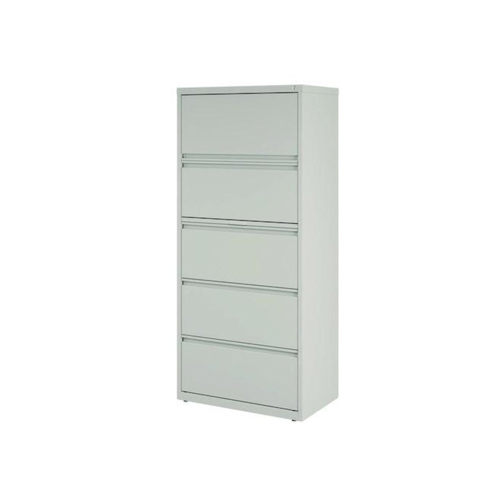 Lateral File, 5 Legal/Letter-Size File Drawers, Light Gray, 30" x 18.62" x 67.62". Picture 4