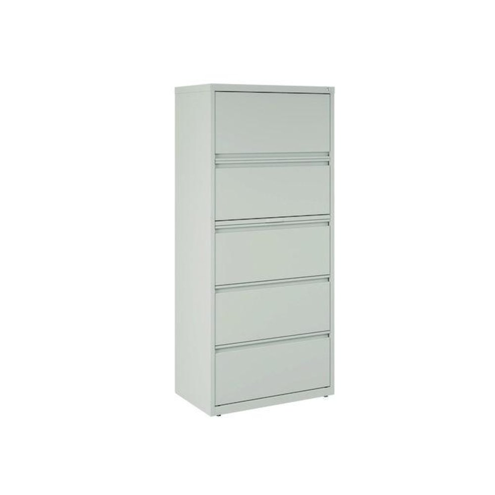 Lateral File, 5 Legal/Letter-Size File Drawers, Light Gray, 30" x 18.62" x 67.62". Picture 1