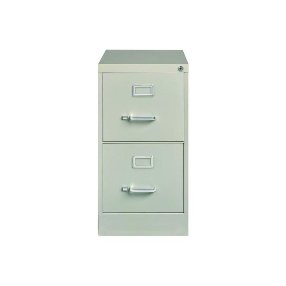 Two-Drawer Economy Vertical File, 2 Letter-Size File Drawers, Light Gray, 15" x 25" x 28.38". Picture 2