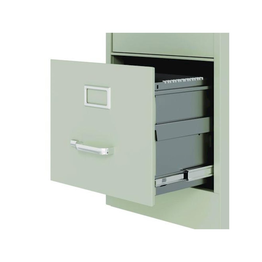 Two-Drawer Economy Vertical File, 2 Letter-Size File Drawers, Light Gray, 15" x 25" x 28.38". Picture 5