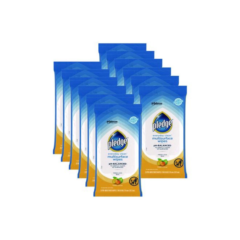 Multi-Surface Cleaner Wet Wipes, Cloth, 7 x 10, Fresh Citrus, White, 25/Pack, 12 Packs/Carton. Picture 1