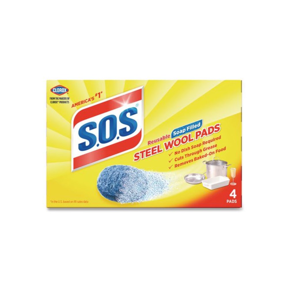 Steel Wool Soap Pads, Steel, 4/Box, 24 Boxes/Carton. Picture 2