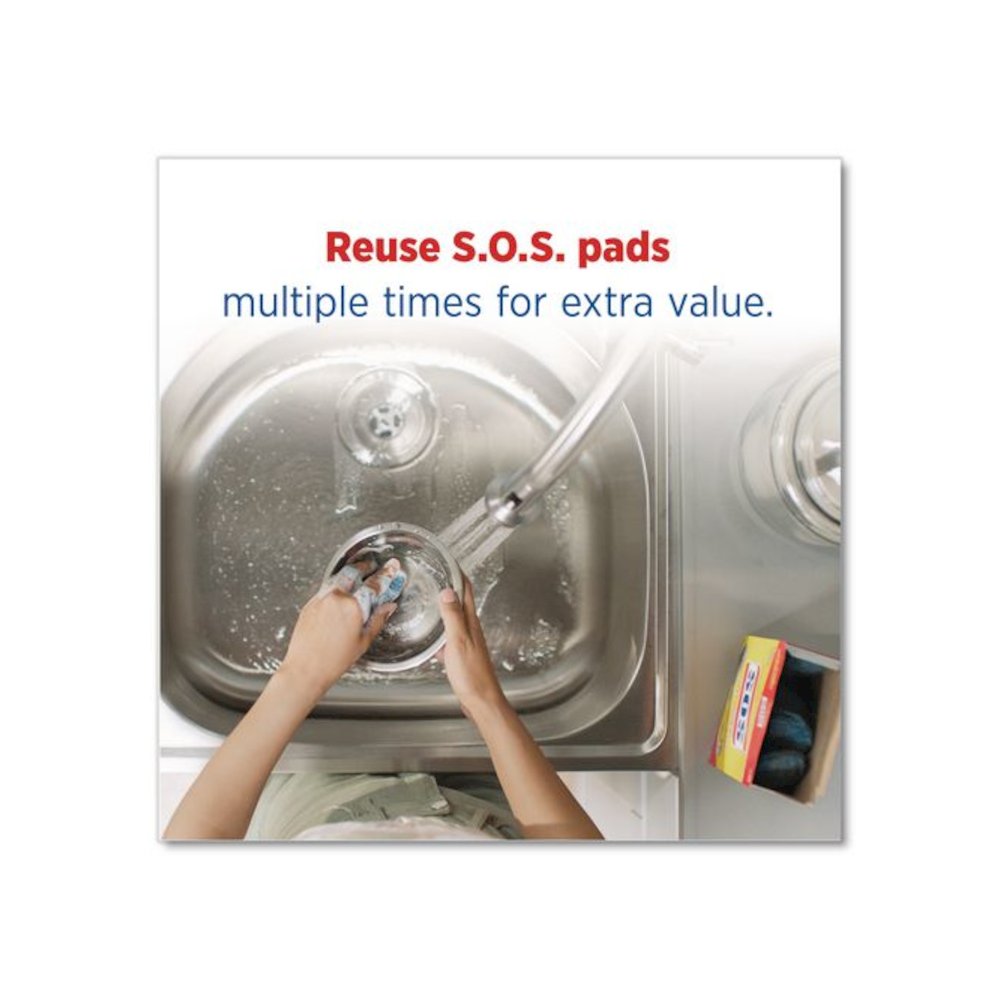 Steel Wool Soap Pads, Steel, 4/Box, 24 Boxes/Carton. Picture 8