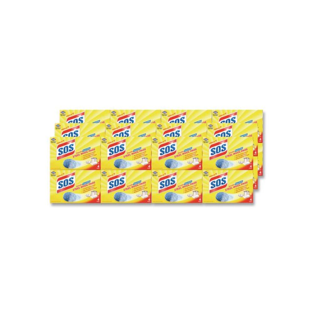 Steel Wool Soap Pads, Steel, 4/Box, 24 Boxes/Carton. Picture 1