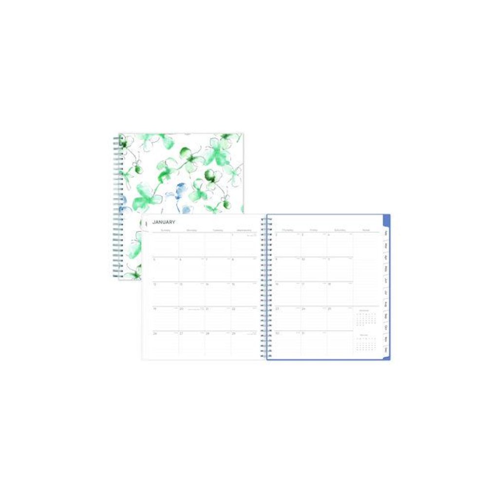 Lindley Monthly Planner, Floral Artwork, 10 x 8, White/Blue/Green Cover, 12-Month (Jan to Dec): 2026. Picture 1