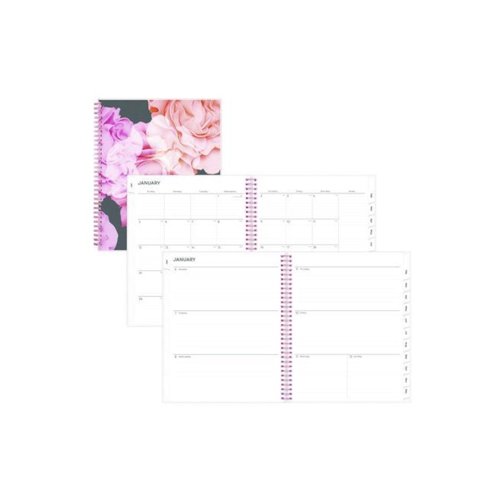 Joselyn Weekly/Monthly Planner, Floral Artwork, 11 x 8.5, Pink/Peach/Black Cover, 12-Month (Jan to Dec): 2026. Picture 1