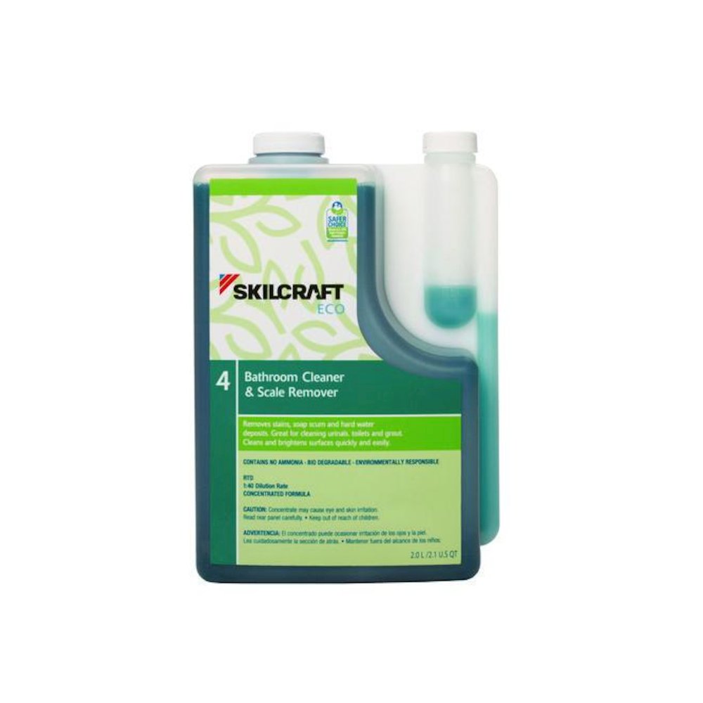 7930017149187, SKILCRAFT ECO Bathroom Cleaner and Scale Remover Concentrate, 2 L Bottle, 4/Pack. Picture 1