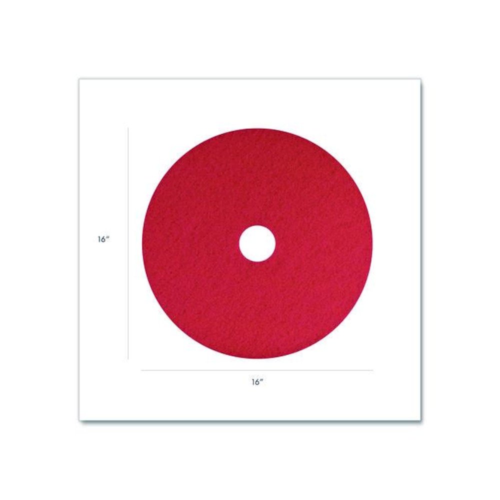 Buffing Pad, 16" Diameter, Red, 5/Carton. Picture 3