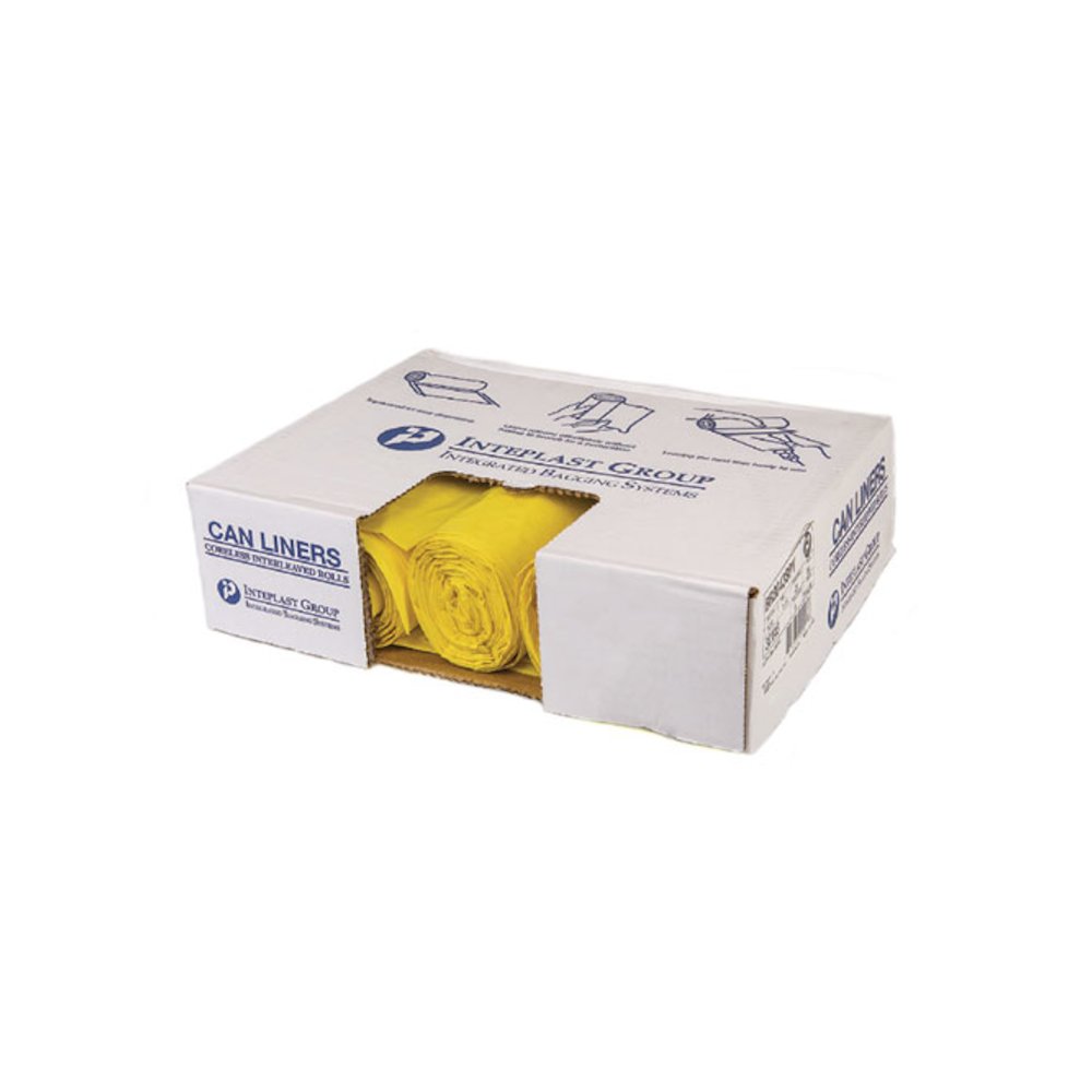 Low-Density Commercial Can Liners, Infectious Waste Biohazard, 30 gal, 1.15 mil, 30" x 43", Yellow, 25 Bags/Roll, 6 Rolls/CT. Picture 1
