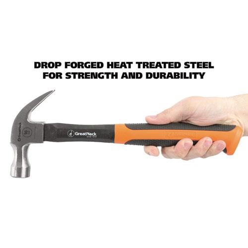 16 oz Claw Hammer with High-Visibility Orange Fiberglass Handle. Picture 6