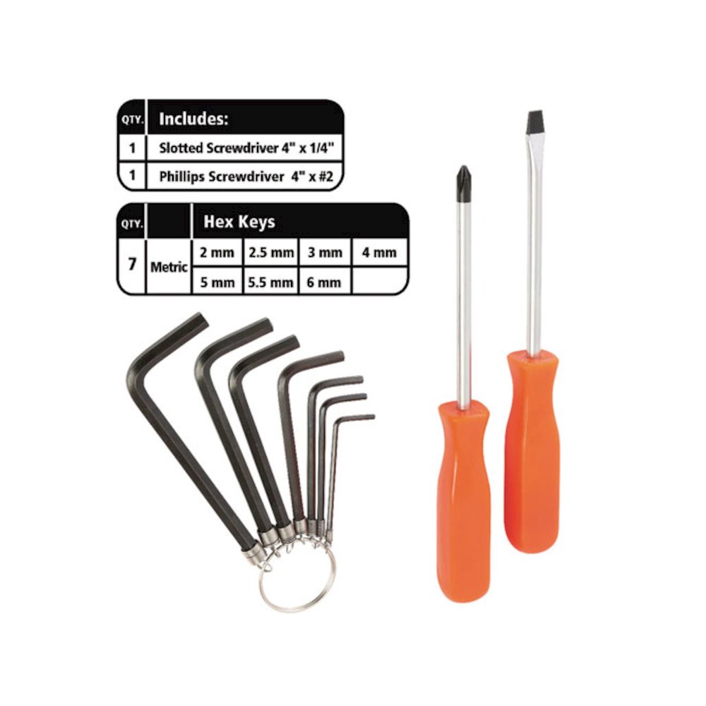 16-Piece Light-Duty Office Tool Kit, Metal Box, Red. Picture 6