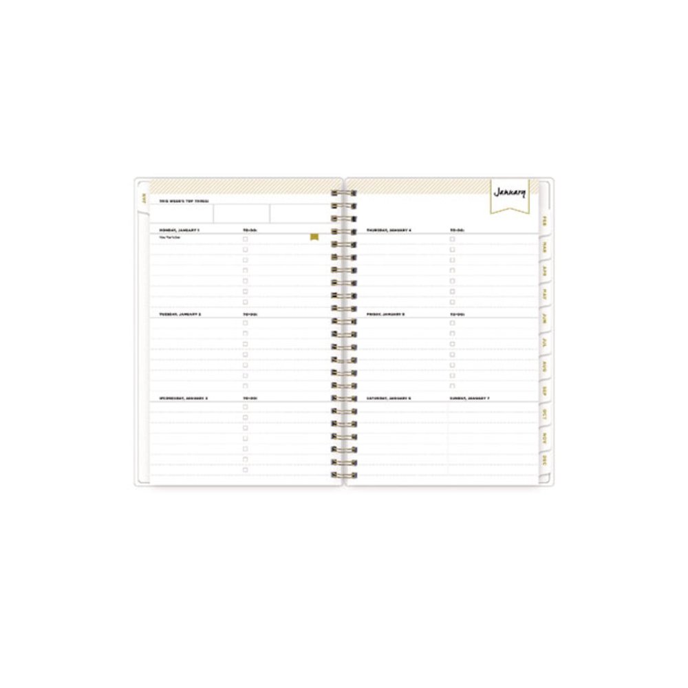Day Designer Tile Weekly/Monthly Planner, Geometric Artwork, 8 x 5, Blue/White Cover, 12-Month (Jan to Dec): 2026. Picture 3