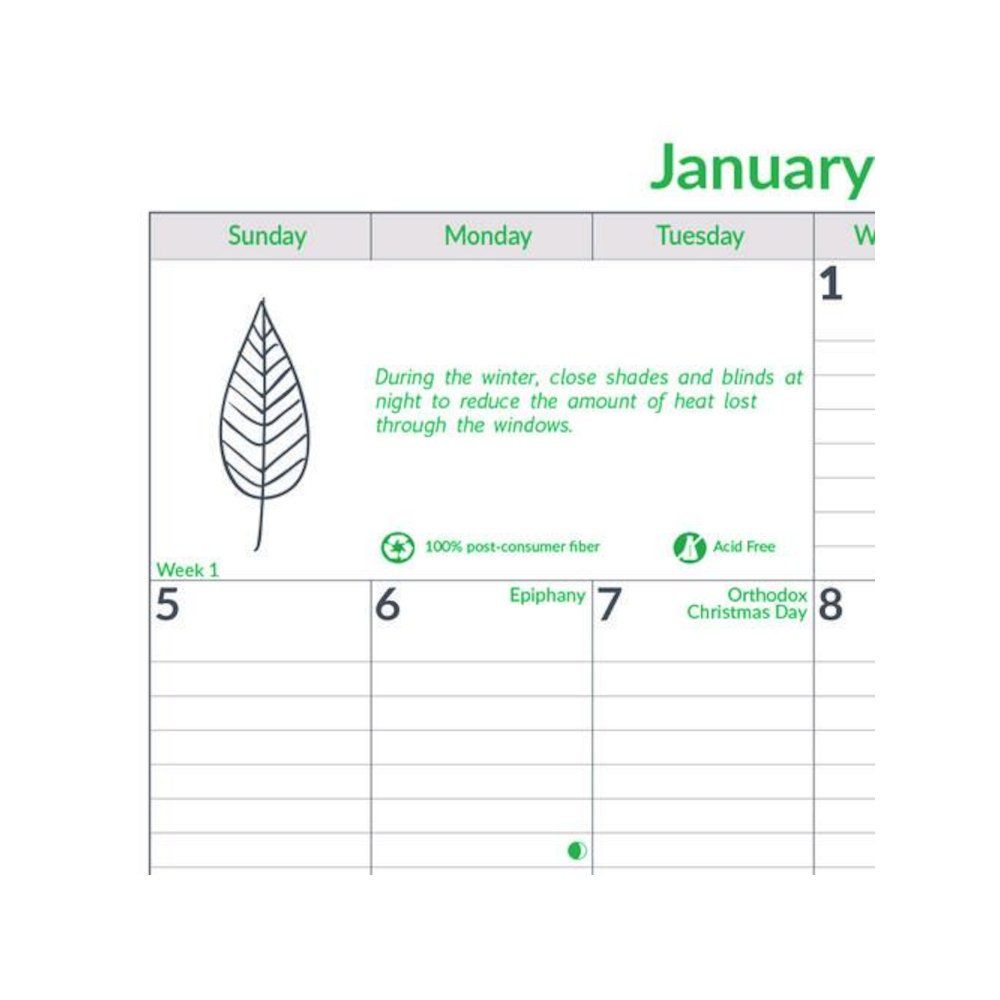 EcoLogix Monthly Wall Calendar, EcoLogix Artwork, 12 x 17, White/Green Sheets, 12-Month (Jan to Dec): 2026. Picture 3