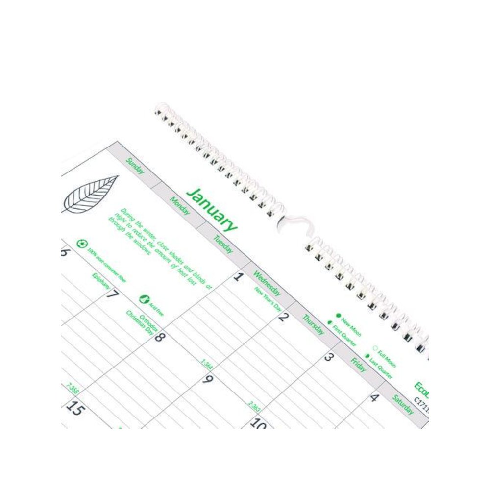 EcoLogix Monthly Wall Calendar, EcoLogix Artwork, 12 x 17, White/Green Sheets, 12-Month (Jan to Dec): 2026. Picture 5