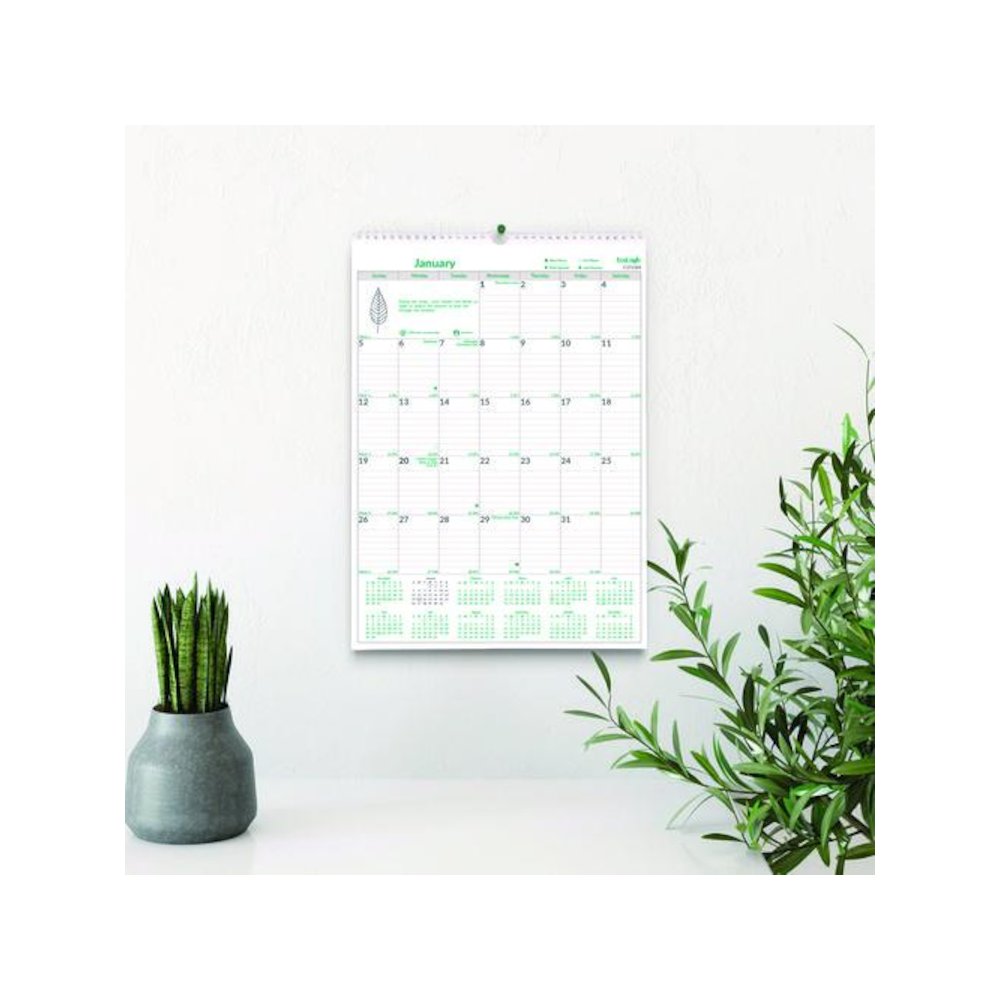 EcoLogix Monthly Wall Calendar, EcoLogix Artwork, 12 x 17, White/Green Sheets, 12-Month (Jan to Dec): 2026. Picture 6