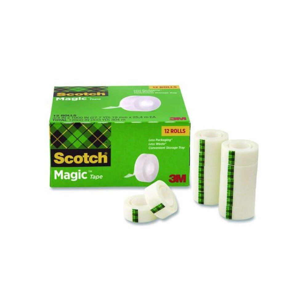 Magic Tape Cabinet Pack, 1" Core, 0.75" x 27.7 yds, Clear, 12/Pack. Picture 1
