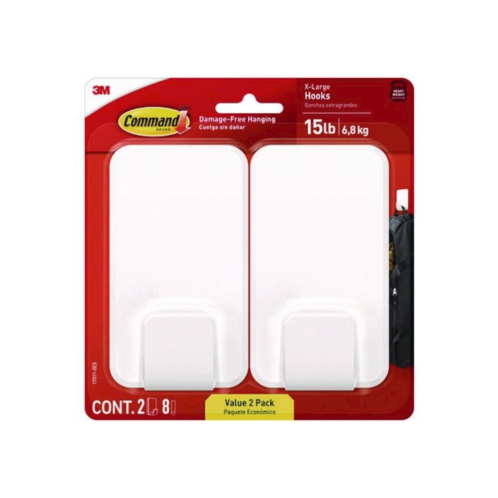 X-large Utility Hooks, Plastic, White, Supports 15 lb, 2/Pack. Picture 2