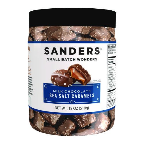 Small Batch Wonders Milk Chocolate Sea Salt Caramels, 18 oz Tub. Picture 1