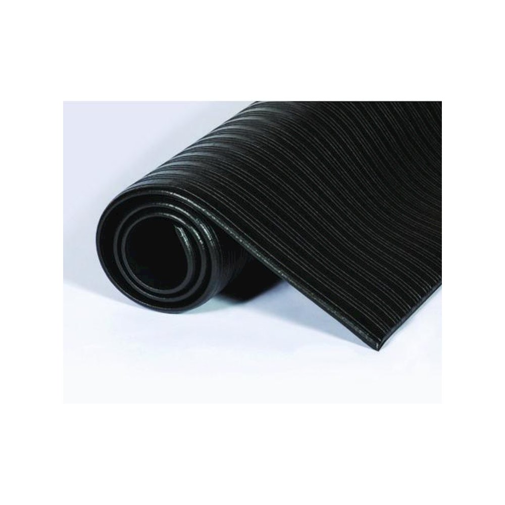 Ribbed Vinyl Anti-Fatigue Mat, Rectangular, Black Ribbed Surface, 24" x 36". Picture 2