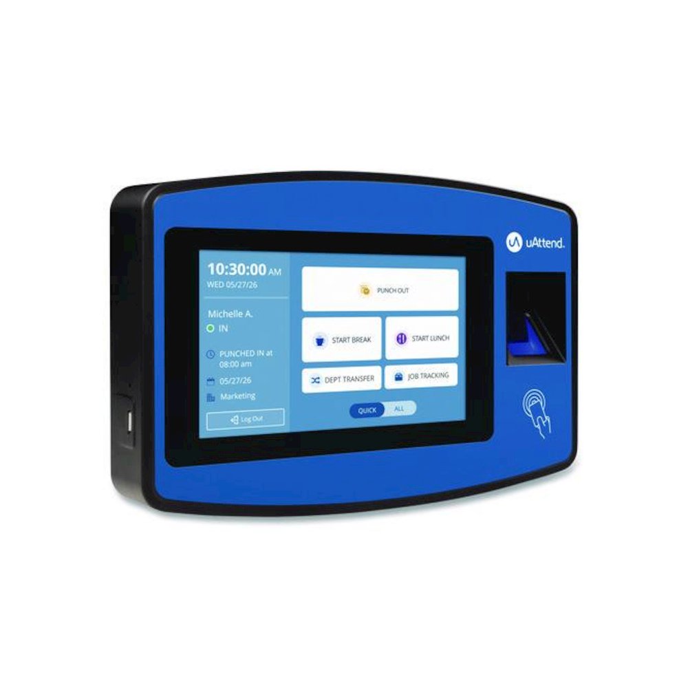 Biometric Fingerprint Touch Tablet Time Clock System, Unlimited Employees, Black/Blue. Picture 2