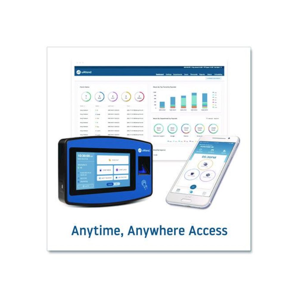 Biometric Fingerprint Touch Tablet Time Clock System, Unlimited Employees, Black/Blue. Picture 4