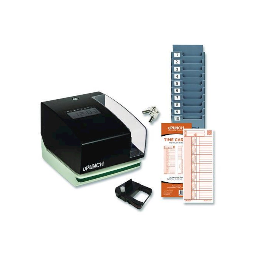 Digital Time Clock and Date Stamp Bundle, Digital Display, Black. Picture 1