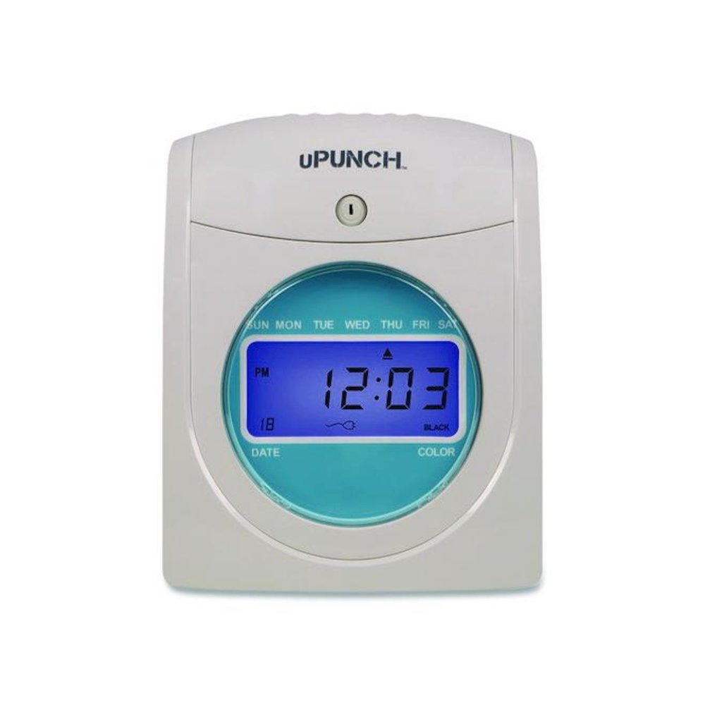 Digital Auto-Align Punch Time Clock Bundle, Digital Display, White. Picture 1