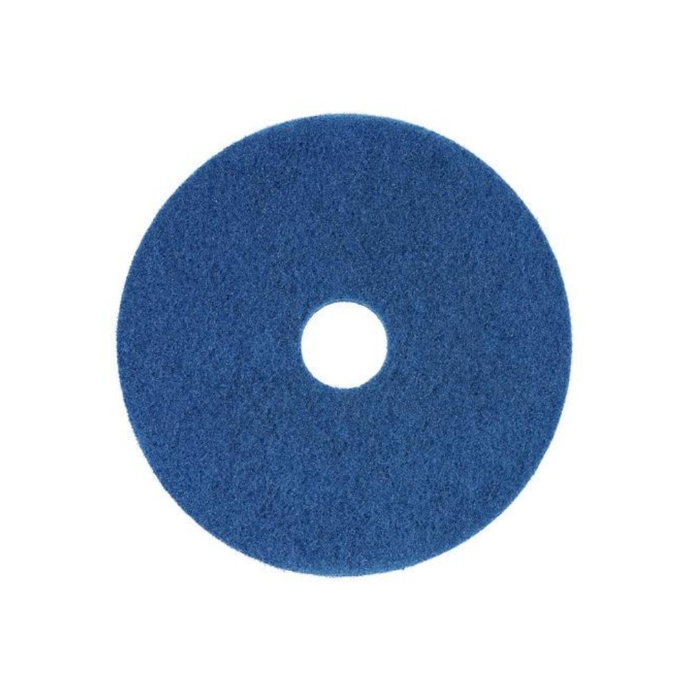 Scrubbing Floor Pads, 14" Diameter, Blue, 5/Carton. Picture 1