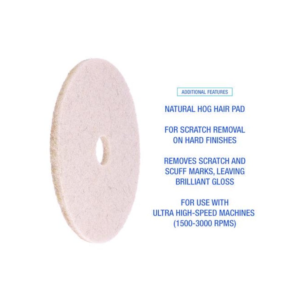Natural Hog Hair Burnishing Floor Pads, 19" Diameter, Tan, 5/Carton. Picture 5