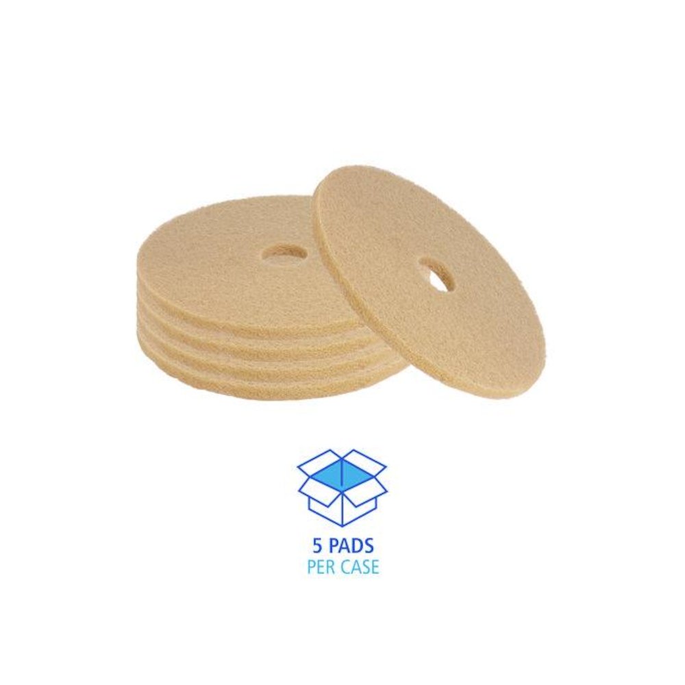 Burnishing Floor Pads, 19" Diameter, Tan, 5/Carton. Picture 4