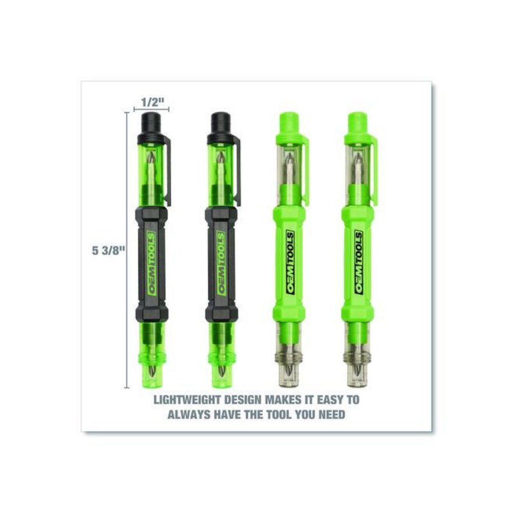 6-Way Pen-Style Screw/Nut Driver, Phillips/Slotted Bits, Metric Sockets, 5.38" Long, Black/Green, Green/Clear, 4/Pack. Picture 4