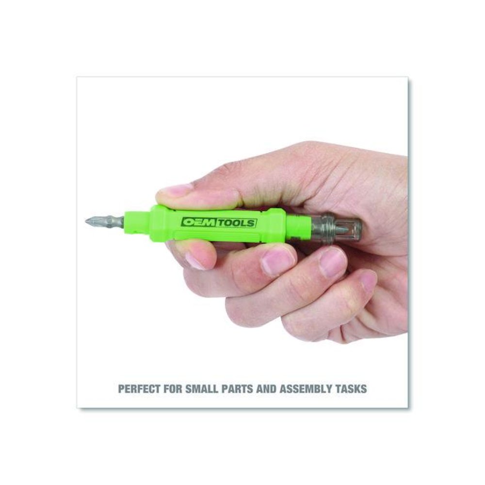 6-Way Pen-Style Screw/Nut Driver, Phillips/Slotted Bits, Metric Sockets, 5.38" Long, Black/Green, Green/Clear, 4/Pack. Picture 7