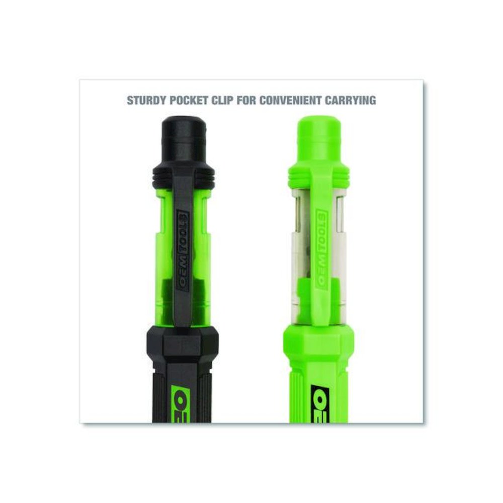 6-Way Pen-Style Screw/Nut Driver, Phillips/Slotted Bits, Metric Sockets, 5.38" Long, Black/Green, Green/Clear, 4/Pack. Picture 8