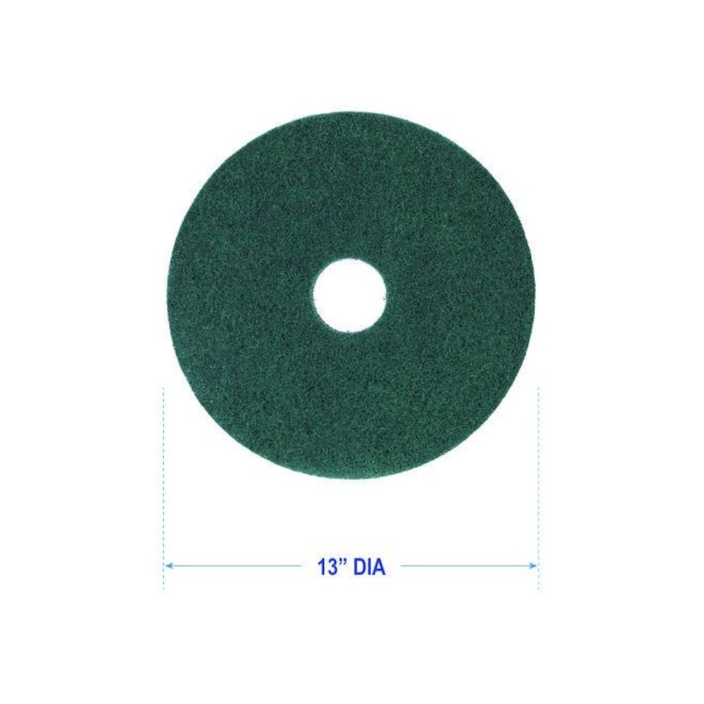 Heavy-Duty Scrubbing Floor Pads, 13" Diameter, Green, 5/Carton. Picture 3