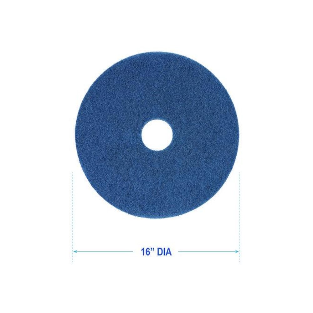 Scrubbing Floor Pads, 16" Diameter, Blue, 5/Carton. Picture 3
