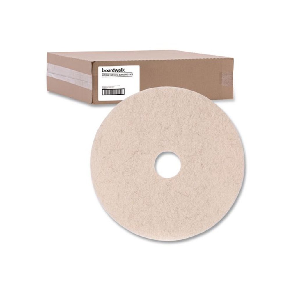 Natural Hog Hair Burnishing Floor Pads, 19" Diameter, Tan, 5/Carton. Picture 2