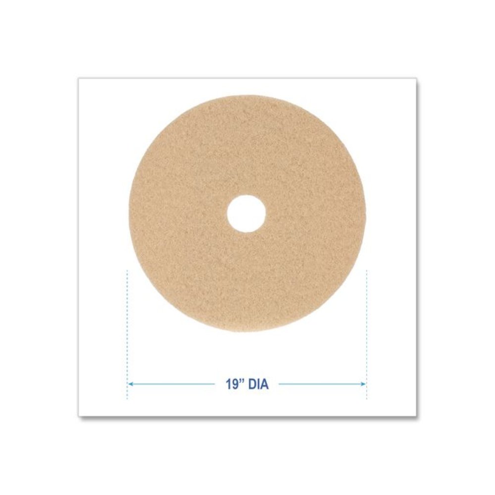 Burnishing Floor Pads, 19" Diameter, Tan, 5/Carton. Picture 3