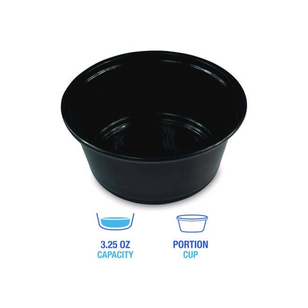 Souffle/Portion Cups, 3.25 oz, Plastic, Black, 2,500/Carton. Picture 2