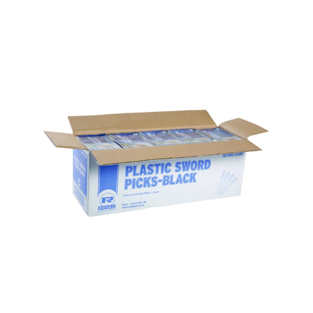 Sword Picks, Plastic, 6", Black, 1,000/Box, 10 Boxes/Carton. Picture 6
