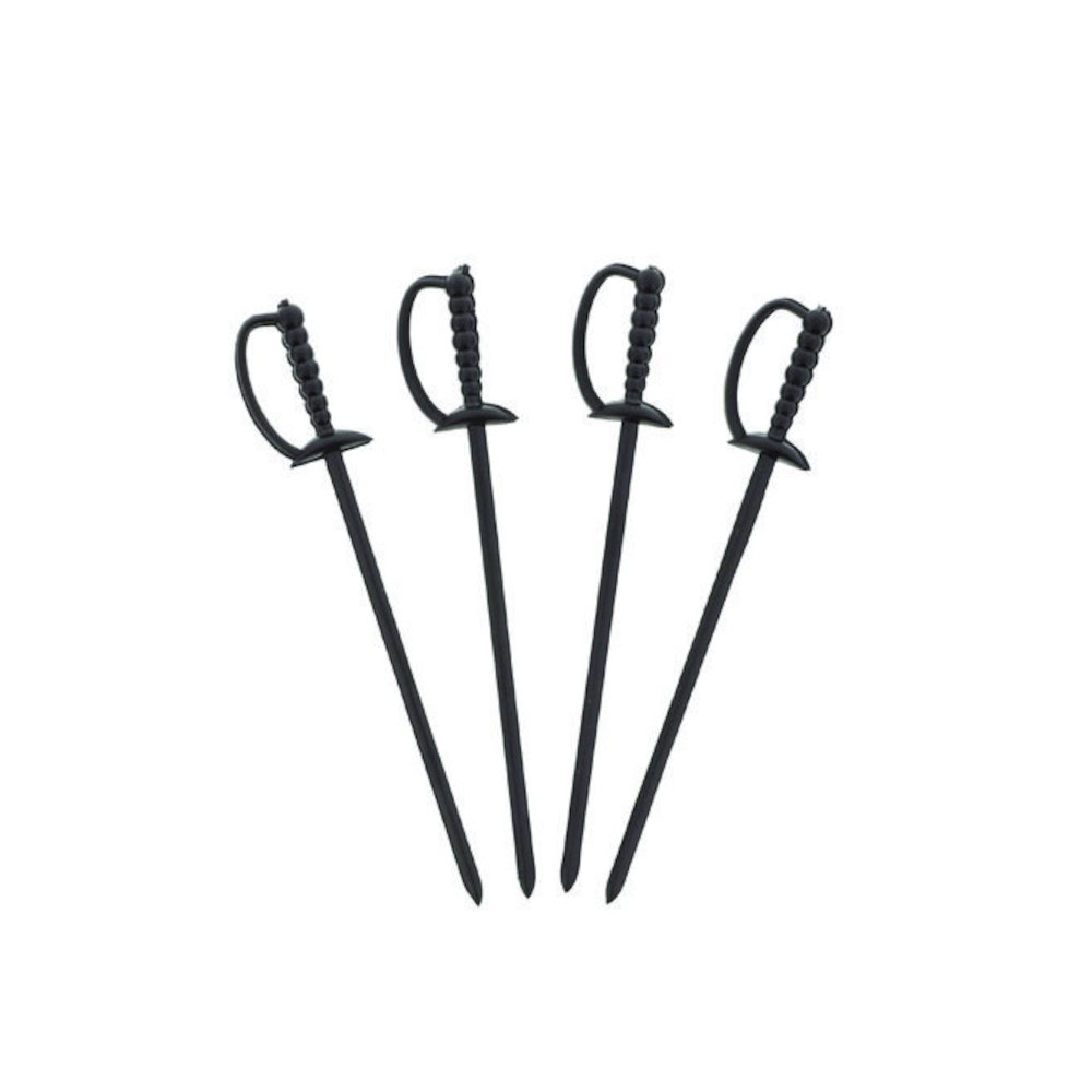 Sword Picks, Plastic, 6", Black, 1,000/Box, 10 Boxes/Carton. Picture 1