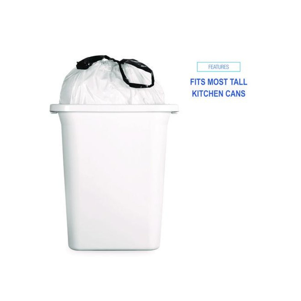 Drawstring Kitchen Bags/Liners, Drawstring, 13 gal, 24" x 28", White, 50 Bags/Roll, 2 Rolls/Carton. Picture 5