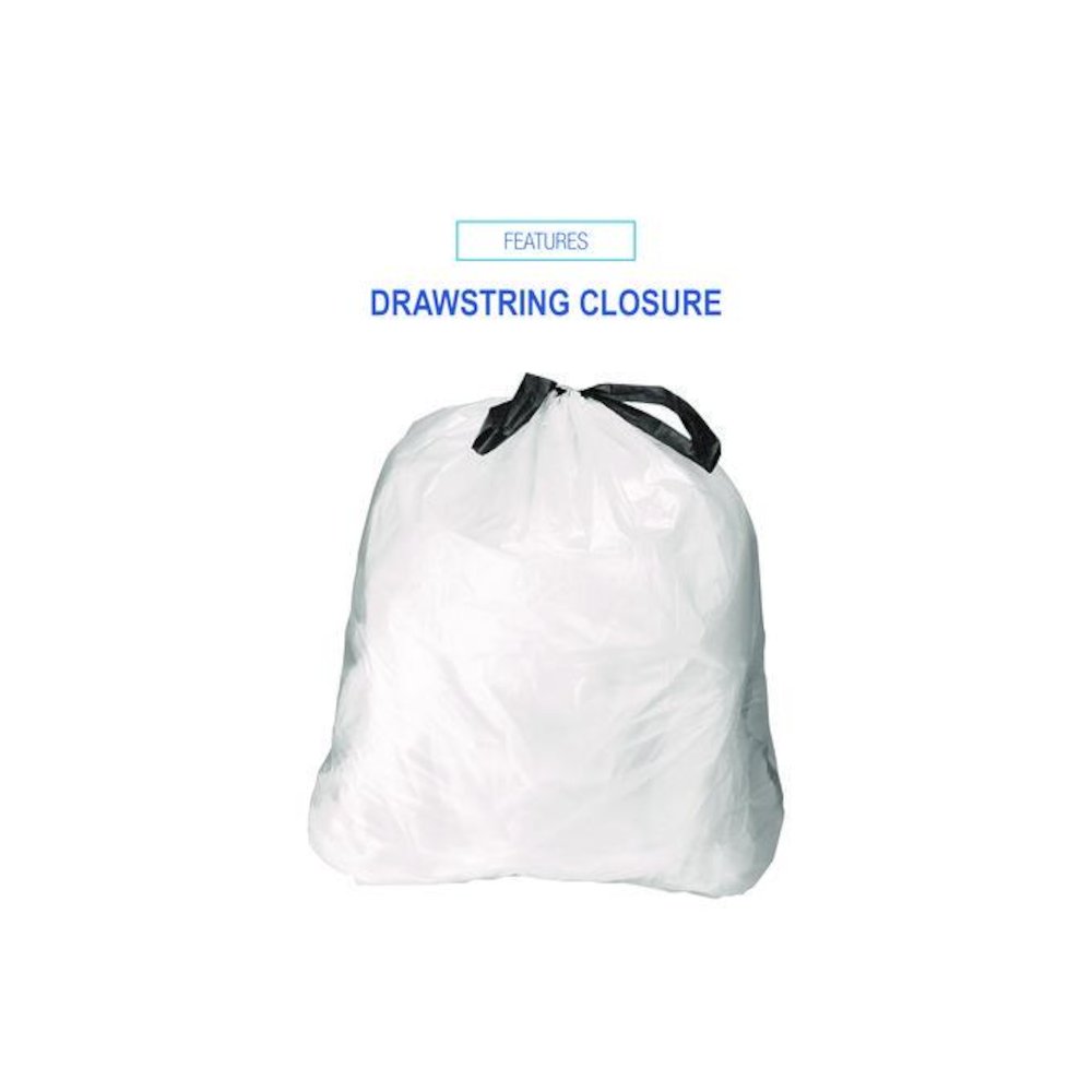 Drawstring Kitchen Bags/Liners, Drawstring, 13 gal, 24" x 28", White, 50 Bags/Roll, 2 Rolls/Carton. Picture 3