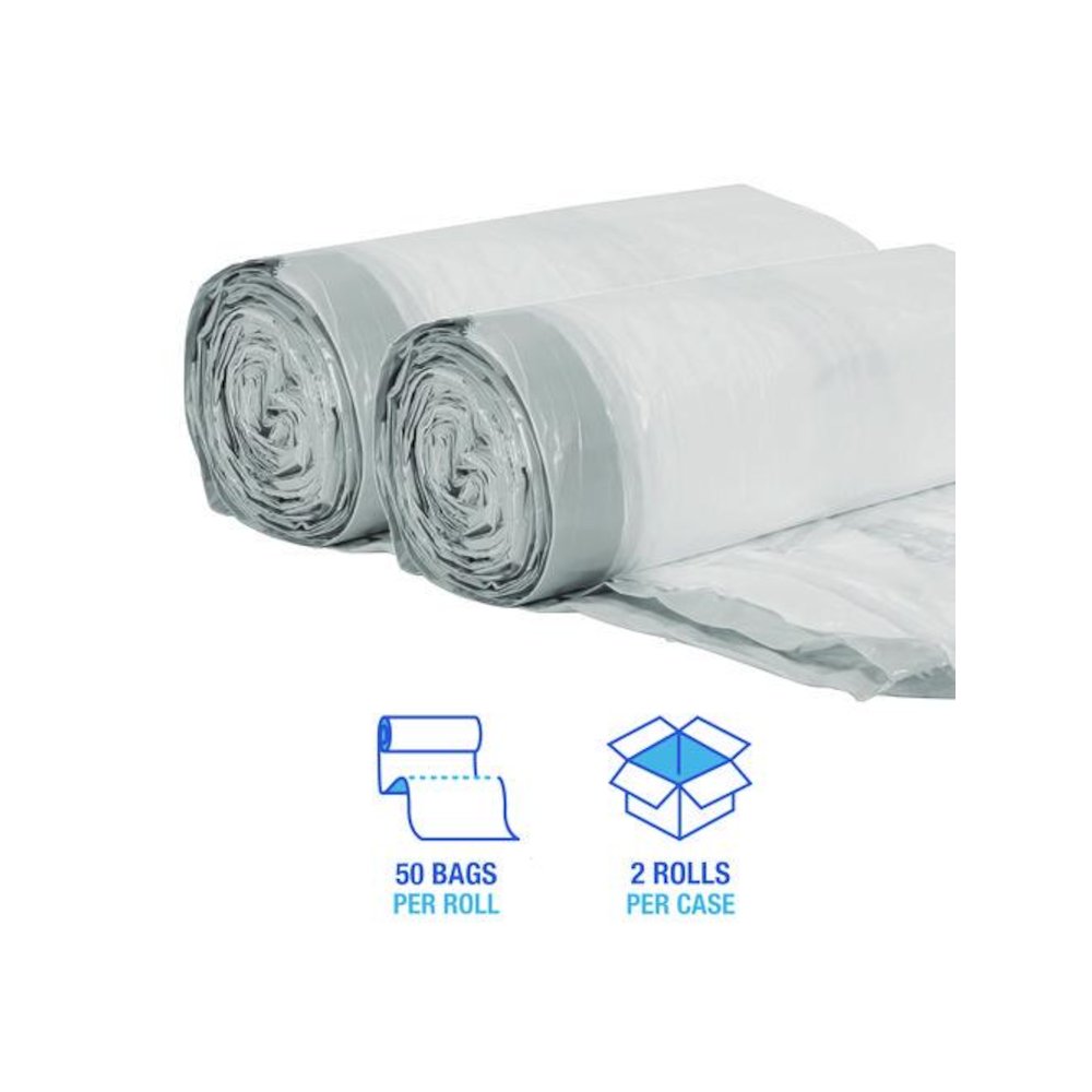Drawstring Kitchen Bags/Liners, Drawstring, 13 gal, 24" x 28", White, 50 Bags/Roll, 2 Rolls/Carton. Picture 4