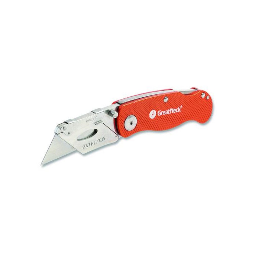Quick Change Lock Back Utility Knife, 3.5" Aluminum Handle, Orange. Picture 1