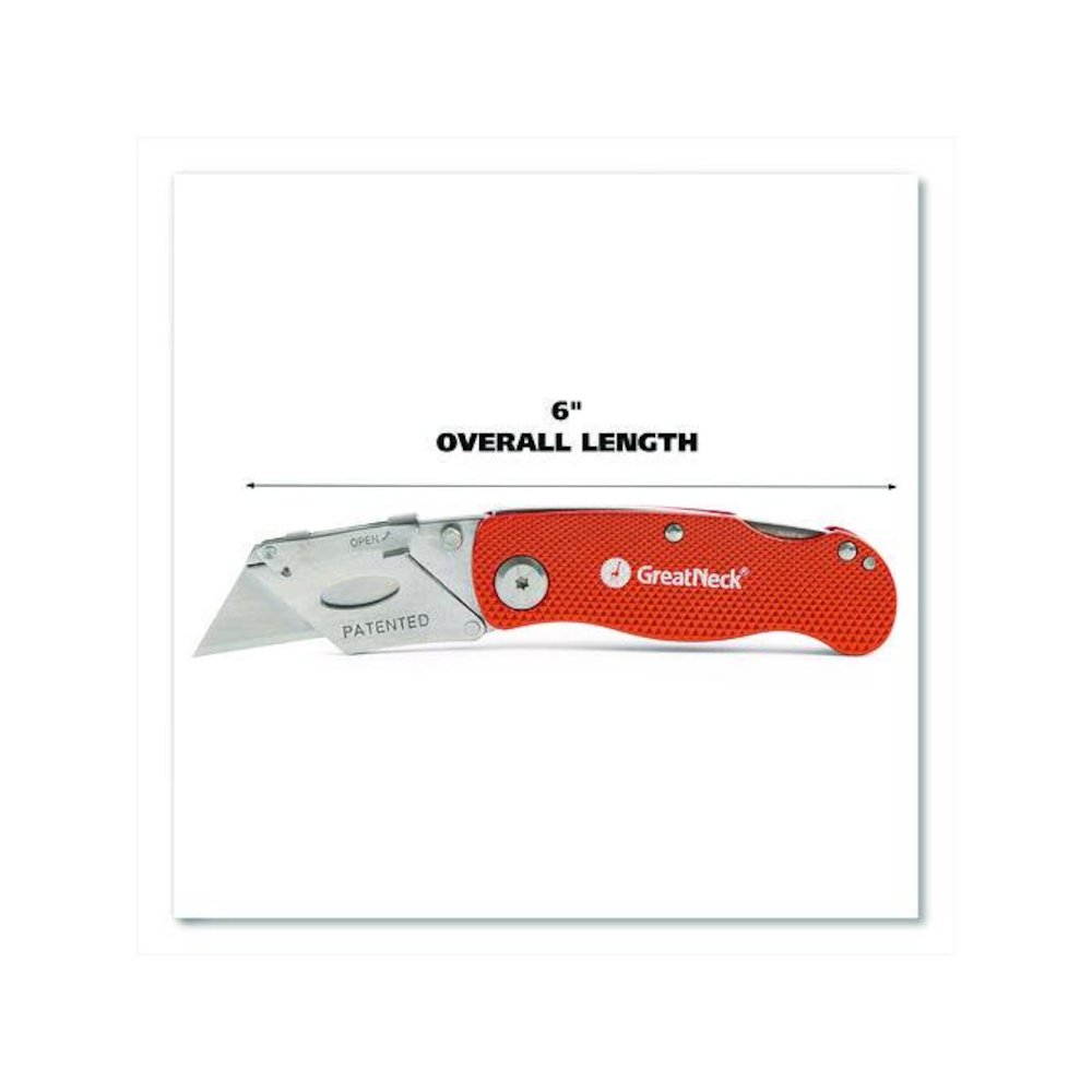 Quick Change Lock Back Utility Knife, 3.5" Aluminum Handle, Orange. Picture 2