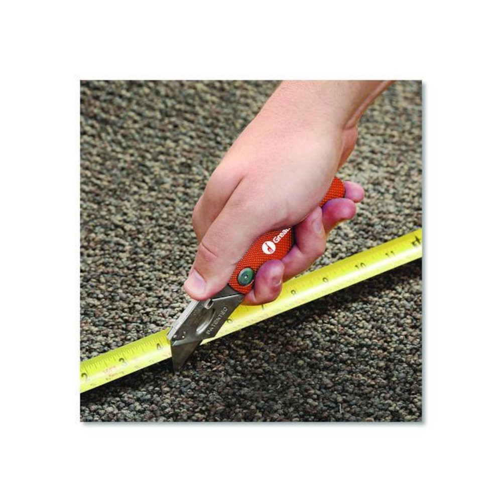 Quick Change Lock Back Utility Knife, 3.5" Aluminum Handle, Orange. Picture 8