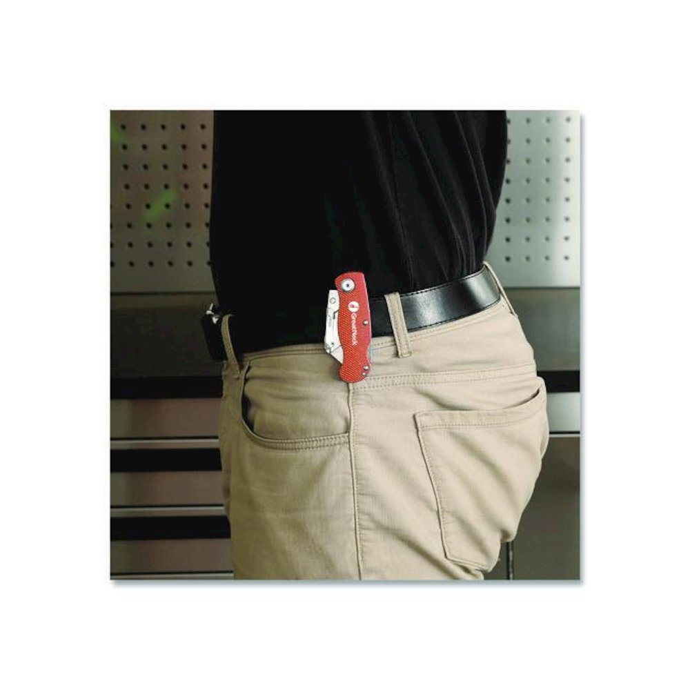 Quick Change Lock Back Utility Knife, 3.5" Aluminum Handle, Orange. Picture 10